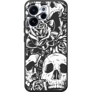 Чорний чохол BoxFace OPPO Reno 15 F Skull and Roses
