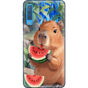 Чехол Uprint Samsung A750 Galaxy A7 2018 Капібара з кавуном