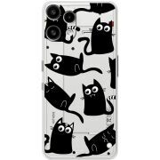 Прозорий чохол BoxFace Nothing Phone (3a) Lite с 3D-глазками Black Kitty