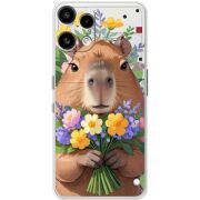 Прозорий чохол BoxFace Nothing Phone (3a) Lite Капибара з квітами