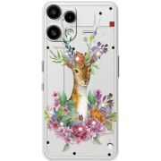 Чохол зі стразами Nothing Phone (3a) Lite Deer with flowers