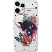 Чохол зі стразами Nothing Phone (3a) Lite Cat in Flowers