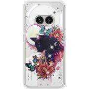 Чехол со стразами Nothing Phone (2a) Plus Cat in Flowers