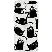 Прозорий чохол BoxFace Apple iPhone 17e с 3D-глазками Black Kitty