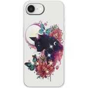 Чохол зі стразами Apple iPhone 17e Cat in Flowers
