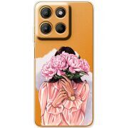 Прозорий чохол BoxFace Motorola Edge 60 Neo Девушка с Пионами