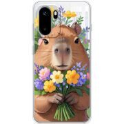 Прозорий чохол BoxFace OnePlus Ace 6 Капибара з квітами