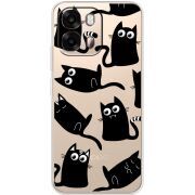 Прозорий чохол BoxFace OPPO A6s 4G с 3D-глазками Black Kitty