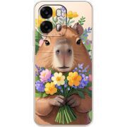 Прозорий чохол BoxFace OPPO A6s 4G Капибара з квітами