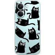 Прозорий чохол BoxFace Poco X8 Pro с 3D-глазками Black Kitty