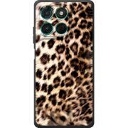 Чорний чохол BoxFace Moto G77 Леопардовий