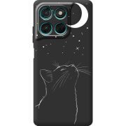 Чорний чохол BoxFace Moto G77 Місячний кіт