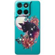 Чохол зі стразами Moto G77 Cat in Flowers