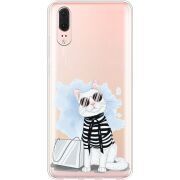 Прозрачный чехол Uprint Huawei P20 Cat Style