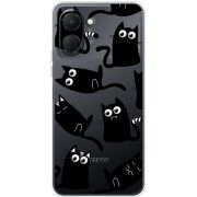 Прозорий чохол BoxFace Tecno Spark Go 3 с 3D-глазками Black Kitty