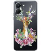 Чохол зі стразами Tecno Spark Go 3 Deer with flowers