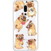 Прозрачный чехол Uprint Meizu 16 Plus с 3D-глазками Pug