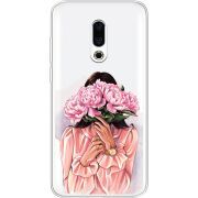 Прозрачный чехол Uprint Meizu 16 Plus Девушка с Пионами