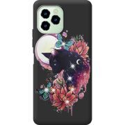 Чехол со стразами Oukitel C21 Pro Cat in Flowers