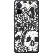 Чорний чохол BoxFace Poco M7 4G 169 mm Skull and Roses
