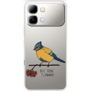 Прозорий чохол BoxFace Note Edge Синиця і калина