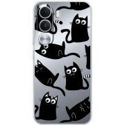 Прозорий чохол BoxFace Realme C100i с 3D-глазками Black Kitty