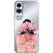 Прозорий чохол BoxFace Realme C100i Девушка с Пионами