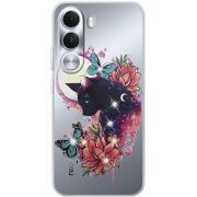Чохол зі стразами Realme C100i Cat in Flowers
