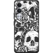 Чорний чохол BoxFace Realme C100i Skull and Roses