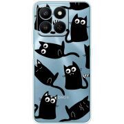 Прозорий чохол BoxFace Honor 400 Smart с 3D-глазками Black Kitty