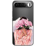Прозорий чохол BoxFace Realme 16 5G Девушка с Пионами