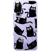 Прозорий чохол BoxFace Infinix Hot 70 с 3D-глазками Black Kitty