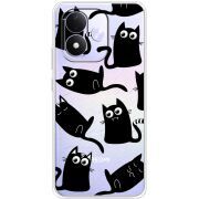 Прозорий чохол BoxFace Xiaomi Redmi Note 17 с 3D-глазками Black Kitty
