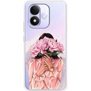 Прозорий чохол BoxFace Xiaomi Redmi Note 17 Девушка с Пионами