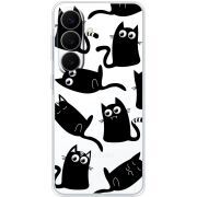 Прозорий чохол BoxFace Samsung Galaxy S26 FE (S741) с 3D-глазками Black Kitty