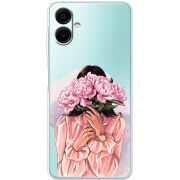 Прозорий чохол BoxFace Samsung Galaxy A07s (A077) Девушка с Пионами
