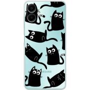Прозорий чохол BoxFace Samsung Galaxy A08 (A085) с 3D-глазками Black Kitty