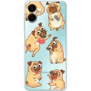 Прозорий чохол BoxFace Samsung Galaxy A08 (A085) с 3D-глазками Pug
