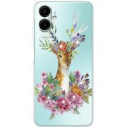 Чохол зі стразами Samsung Galaxy A08 (A085) Deer with flowers