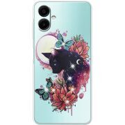 Чохол зі стразами Samsung Galaxy A08 (A085) Cat in Flowers
