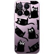 Прозорий чохол BoxFace Xiaomi 17T с 3D-глазками Black Kitty