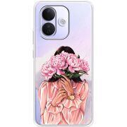 Прозорий чохол BoxFace Xiaomi Redmi Note 17 Pro Девушка с Пионами