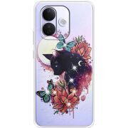 Чохол зі стразами Xiaomi Redmi Note 17 Pro Cat in Flowers