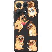 Прозорий чохол BoxFace Moto Edge 70 Max с 3D-глазками Pug