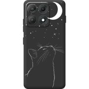 Чорний чохол BoxFace Moto Edge 70 Max Місячний кіт