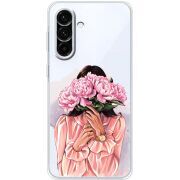 Прозорий чохол BoxFace Samsung Galaxy A18 (A185) Девушка с Пионами