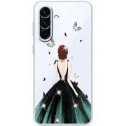 Чохол зі стразами Samsung Galaxy A18 (A185) Girl in the green dress
