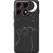 Чорний чохол BoxFace Moto Edge 70 Pro Місячний кіт
