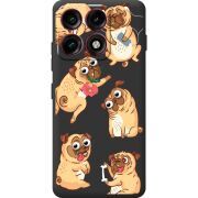 Прозорий чохол BoxFace Moto Edge 70 Pro с 3D-глазками Pug