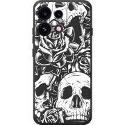 Чорний чохол BoxFace OPPO Reno 16F Skull and Roses